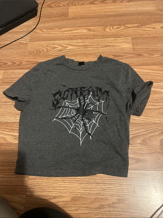 Tops - Girls' Dark Gray Spider Web Graphic Tee